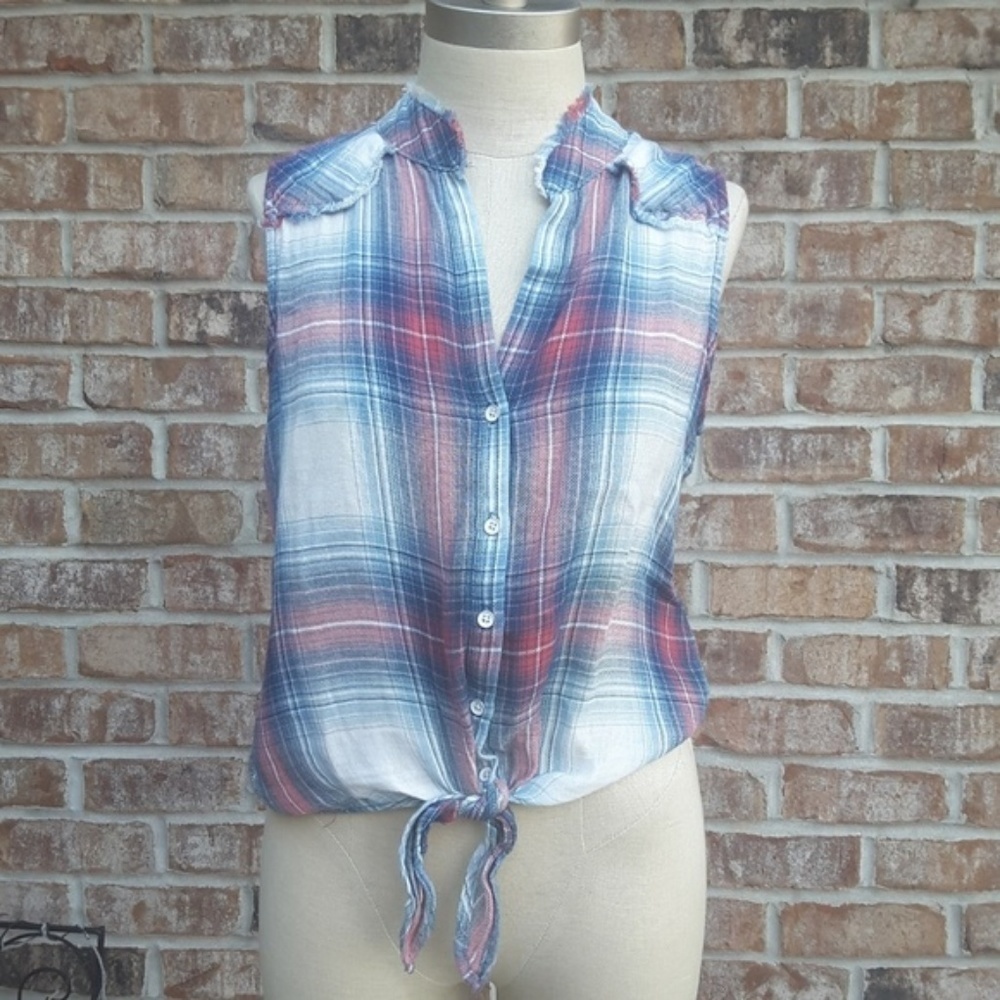 Anthropologie Cloth & Stone Self-tie Raw Hem Top